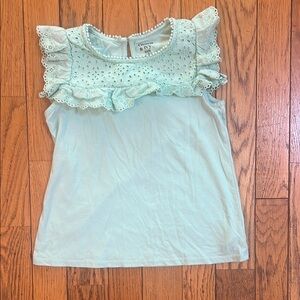 Crown & Ivy Ruffle Blouse with Eyelet Detail